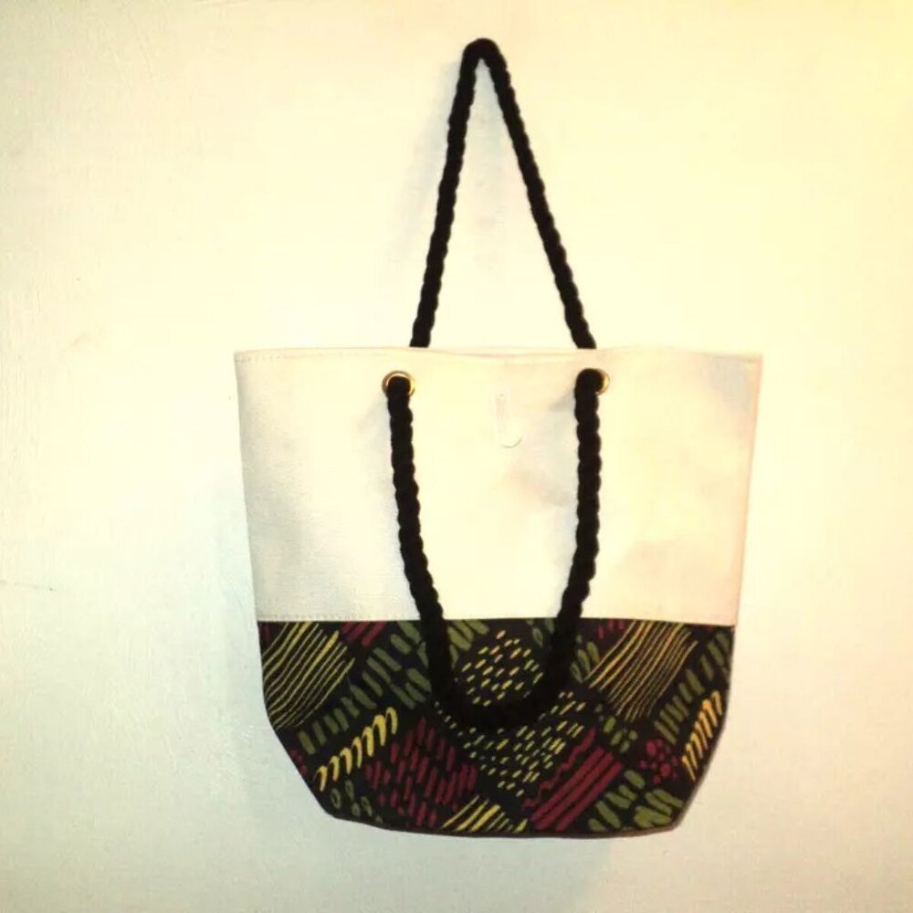 Black Heritage Brand Tote Bag Canvas 14.5" W x 13" L  x 6" D Juneteenth NEW